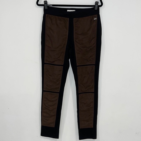 JOSEPH Ribkoff Black Ponte Pants with Colorblock Brown Faux Suede Panels size 8 - Picture 2 of 11